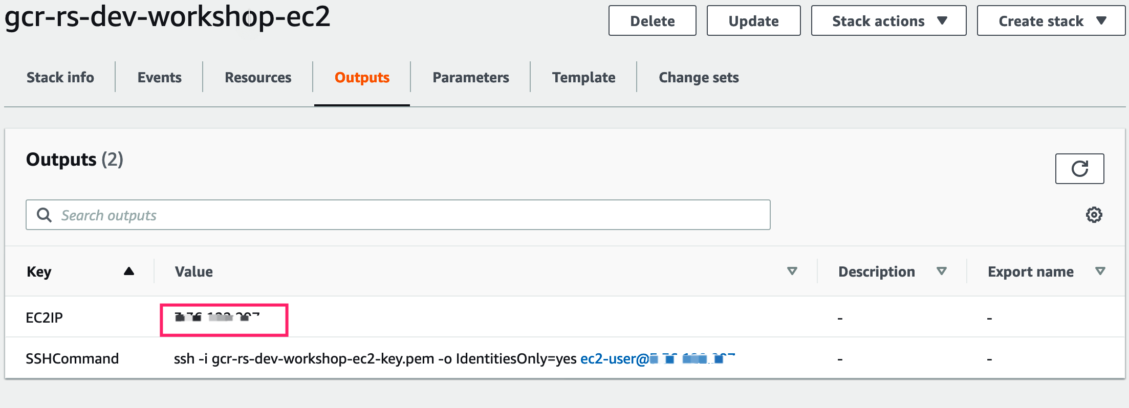 EC2 CloudFormation Output