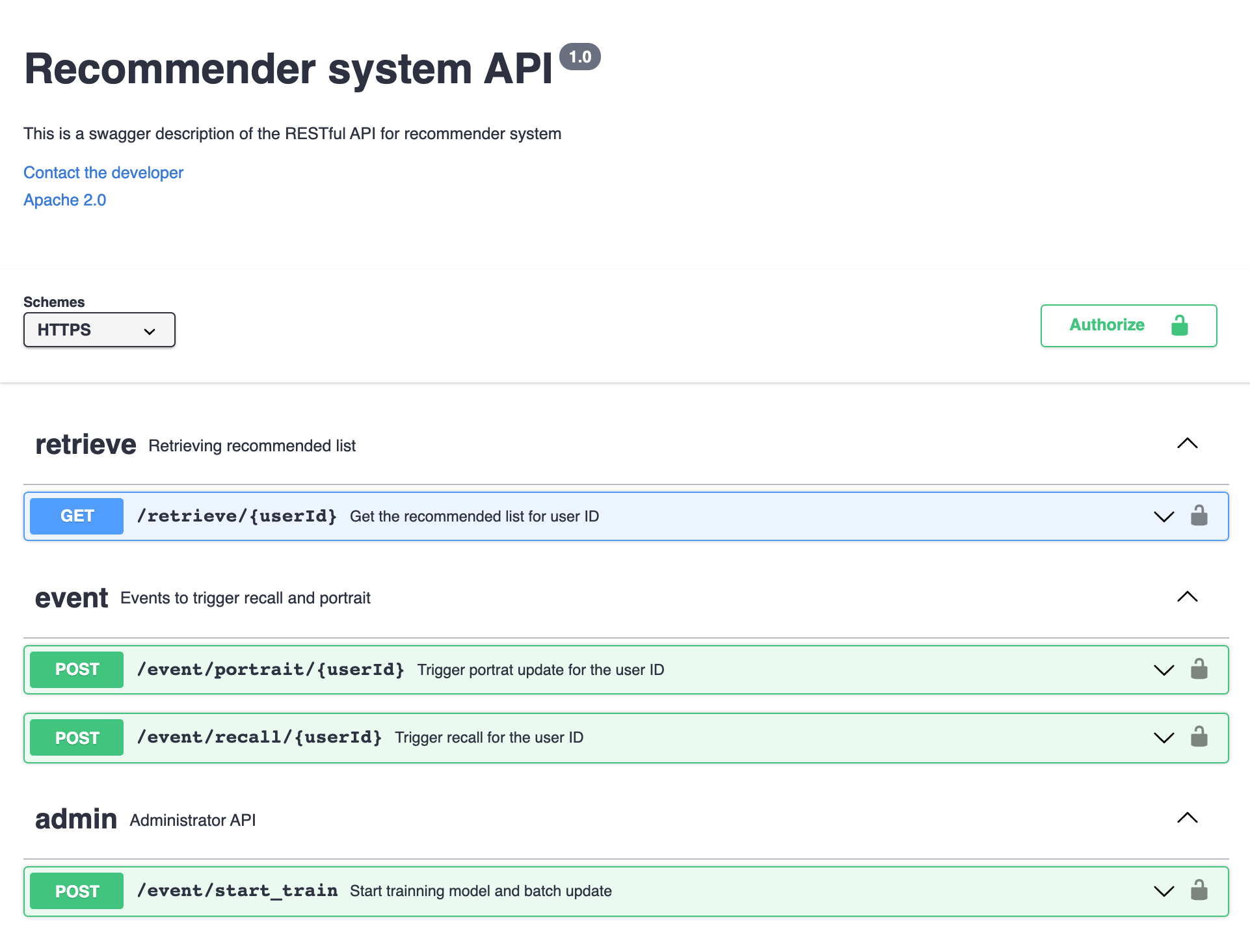 RS API overview